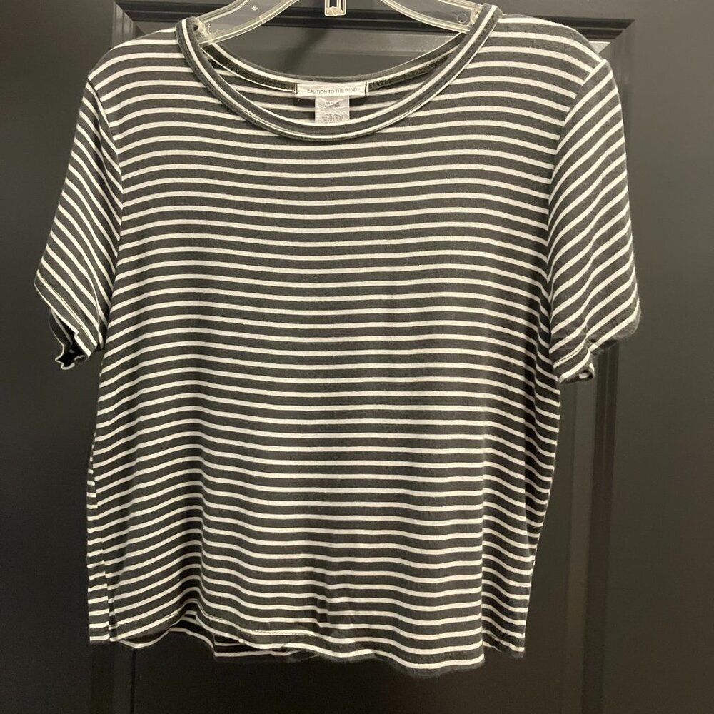 Green Striped Crop Top